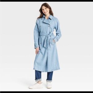 Light Blue Denim Trench Coat